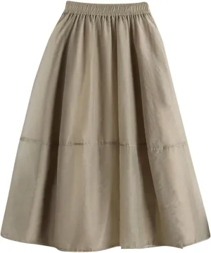 Women's Tulle Skirt Solid Color Elastic High Waisted Layered Pleated Skirts Casual Fashion Lightweight Beach Skirt