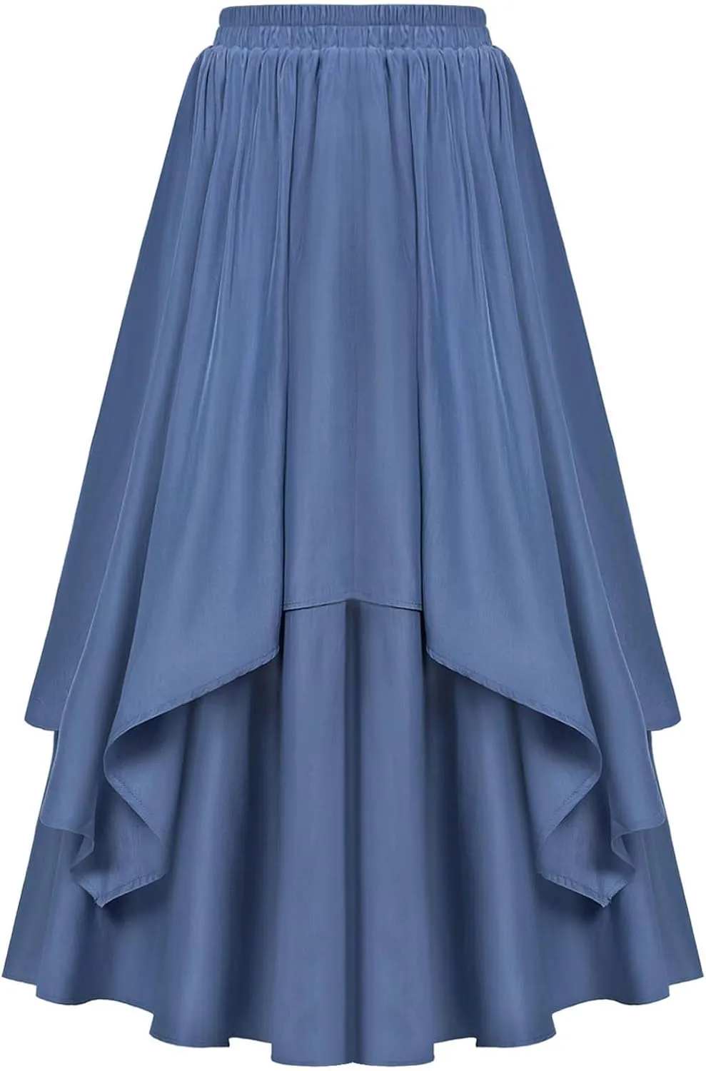 Women's Vintage Renaissance Skirts High Waisted Flared Layered A-Line Pirate Skirts Gothic Midi Skirt with Pockets