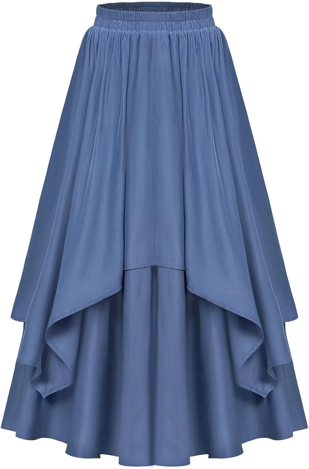 Women's Vintage Renaissance Skirts High Waisted Flared Layered A-Line Pirate Skirts Gothic Midi Skirt with Pockets