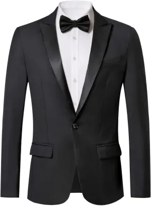 WZIKAI Mens Tuxedo Jacket Slim Fit One Button Solid Blazer Dress Suit for Wedding Prom Dinner Party