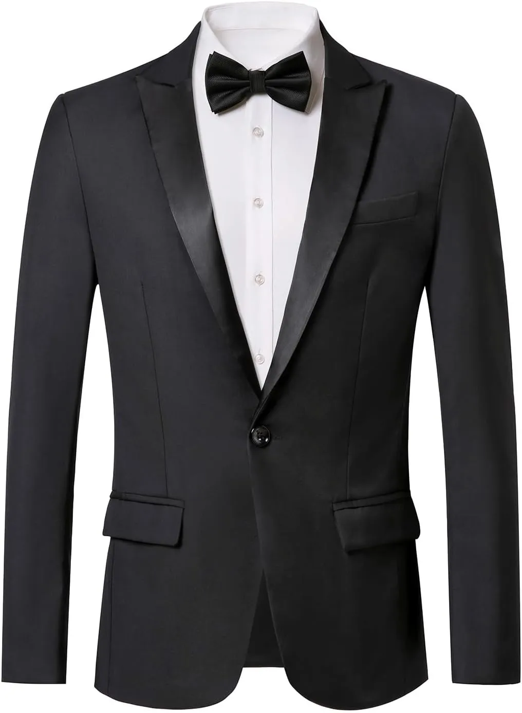 WZIKAI Mens Tuxedo Jacket Slim Fit One Button Solid Blazer Dress Suit for Wedding Prom Dinner Party