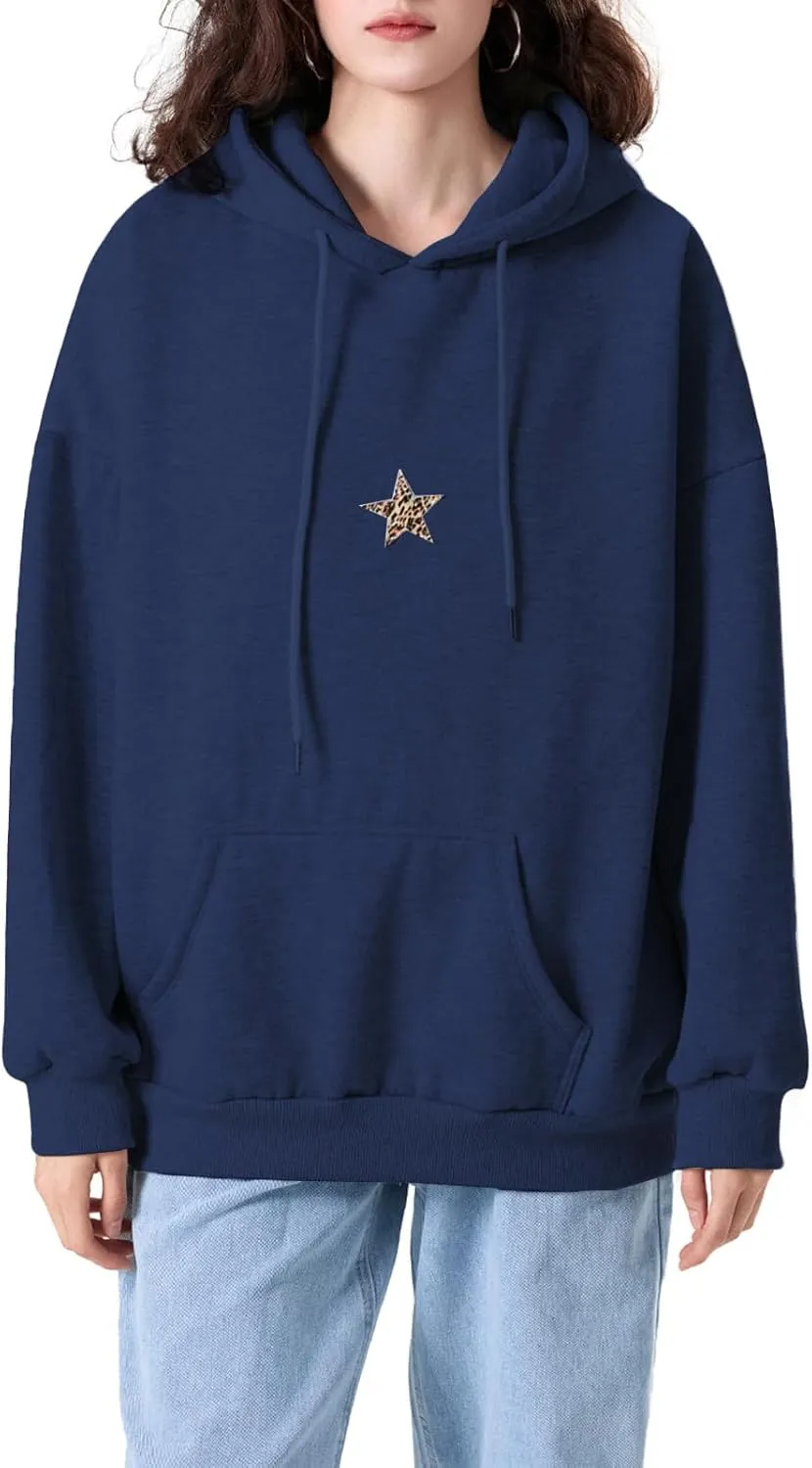 Y2K Hoodie Women Teens Star Graphic Pullover Hoodies Vintage Oversized Sweatshirt Preppy Jacket Streetwear