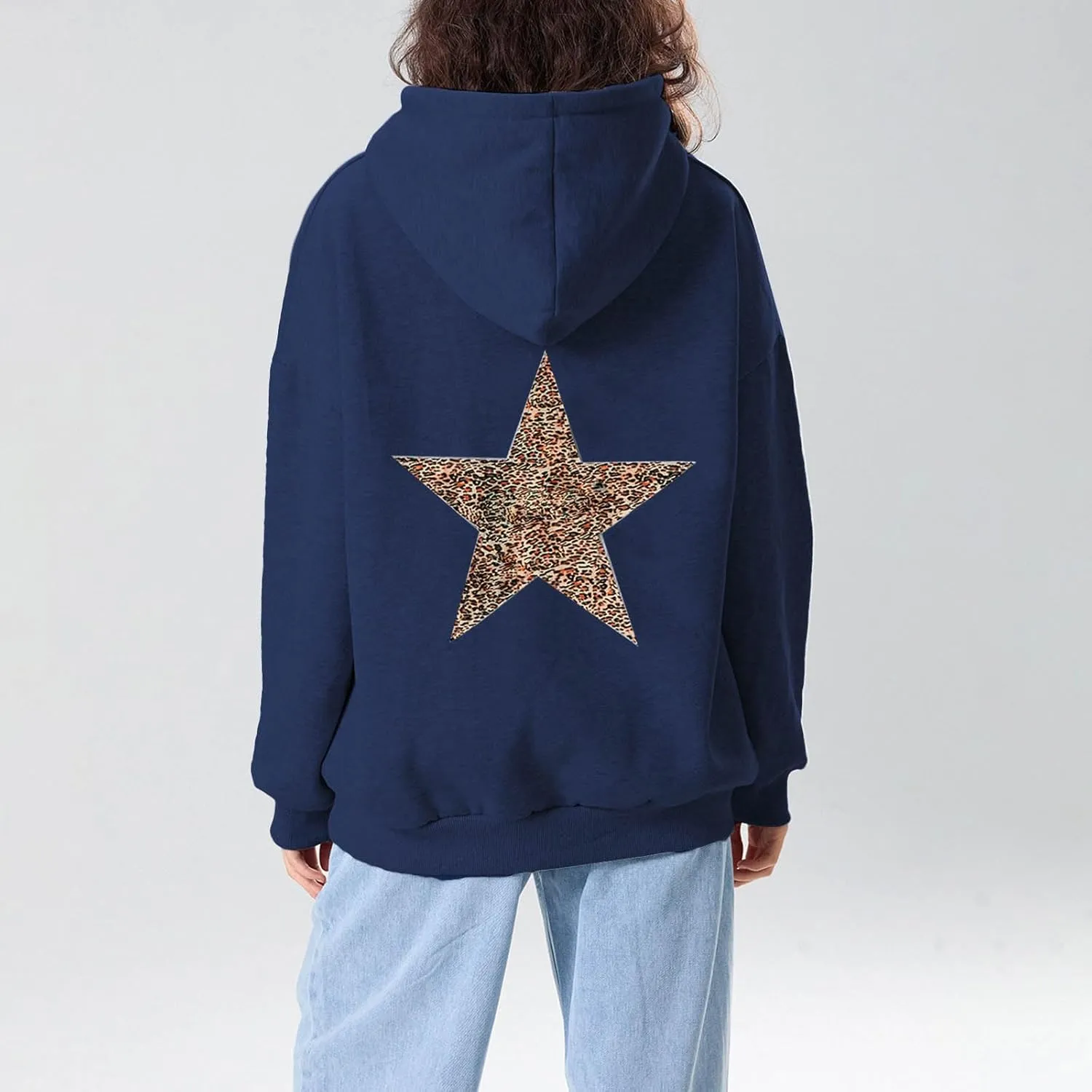 Y2K Hoodie Women Teens Star Graphic Pullover Hoodies Vintage Oversized Sweatshirt Preppy Jacket Streetwear