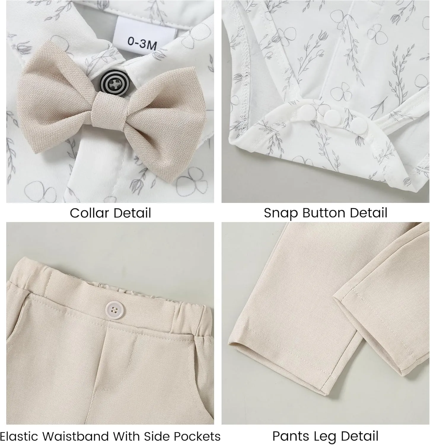 YALLET Baby Boy Clothes Suit 0-24 Months Infant Gentleman Outfits Formal Dress Shirt Bowtie Vest Pants Set Baby Wedding Suits