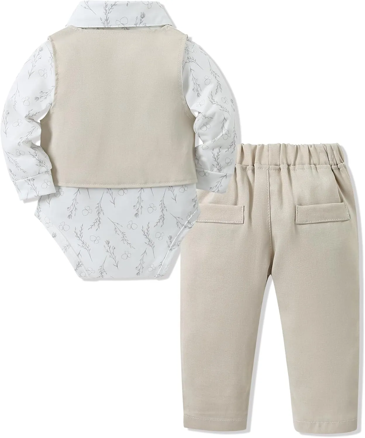 YALLET Baby Boy Clothes Suit 0-24 Months Infant Gentleman Outfits Formal Dress Shirt Bowtie Vest Pants Set Baby Wedding Suits