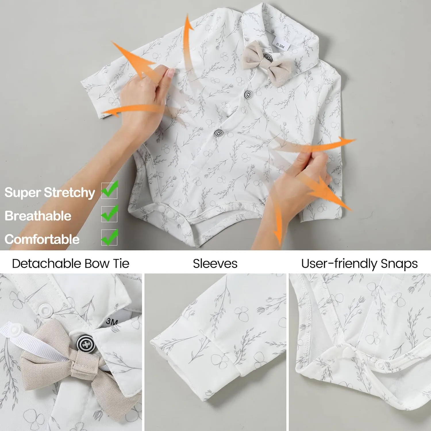 YALLET Baby Boy Clothes Suit 0-24 Months Infant Gentleman Outfits Formal Dress Shirt Bowtie Vest Pants Set Baby Wedding Suits
