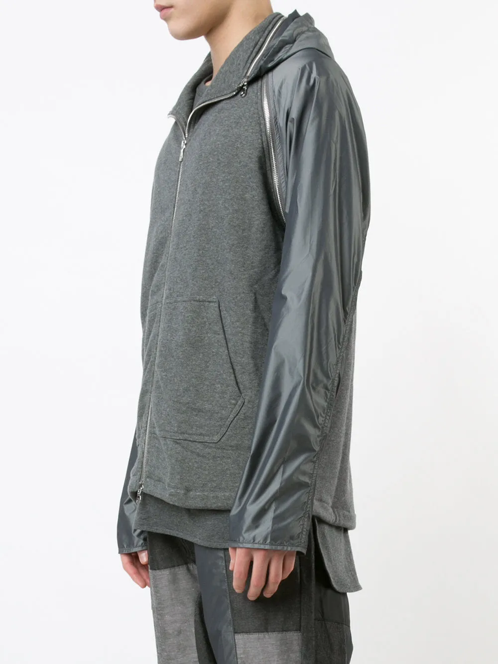 ZIP SLEEVE HOODIE - GRAY